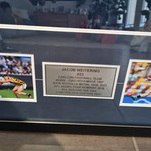 Load image into Gallery viewer, Jacob Weitering Signed and Framed Carlton Jumper
