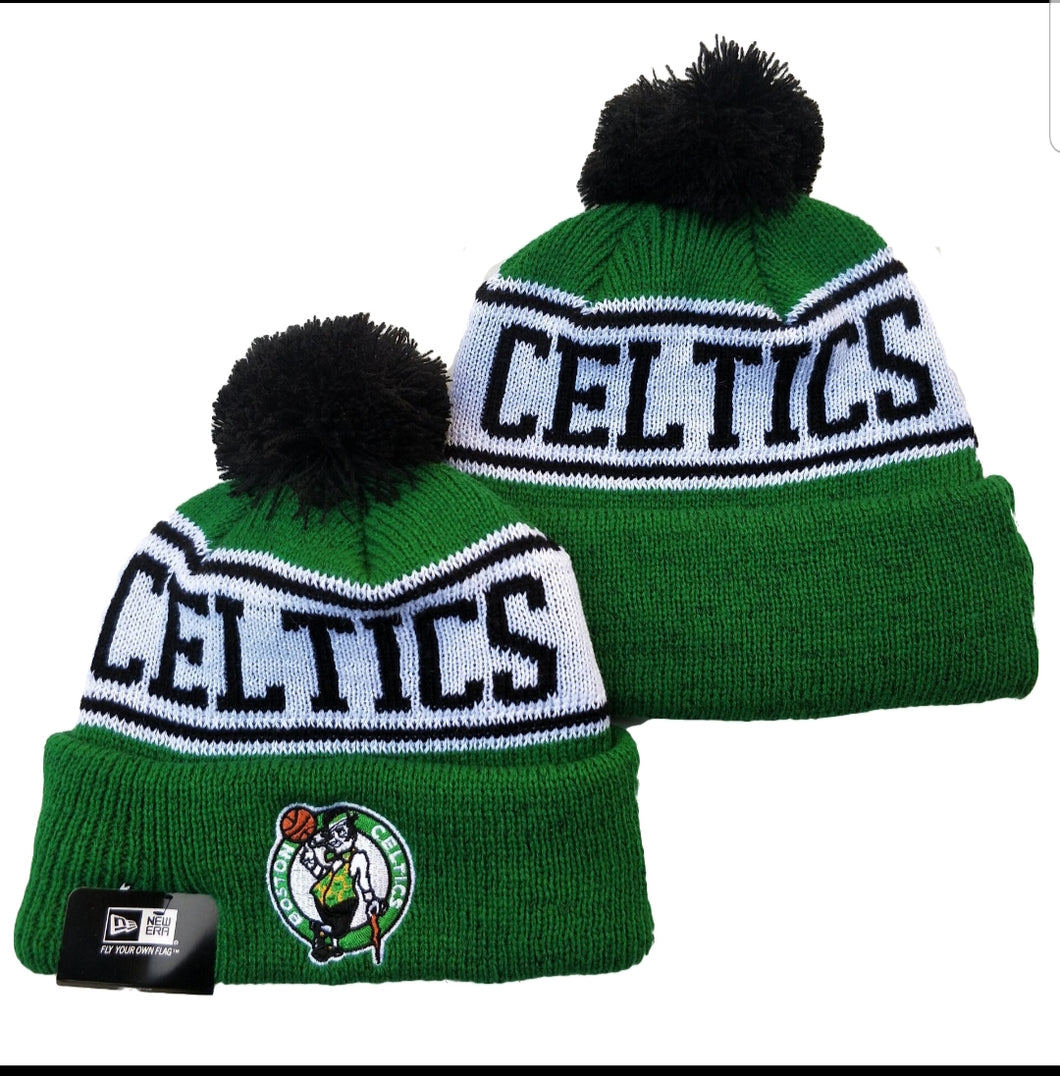 Boston Celtics Pom Pom Beanie Green, White & Black