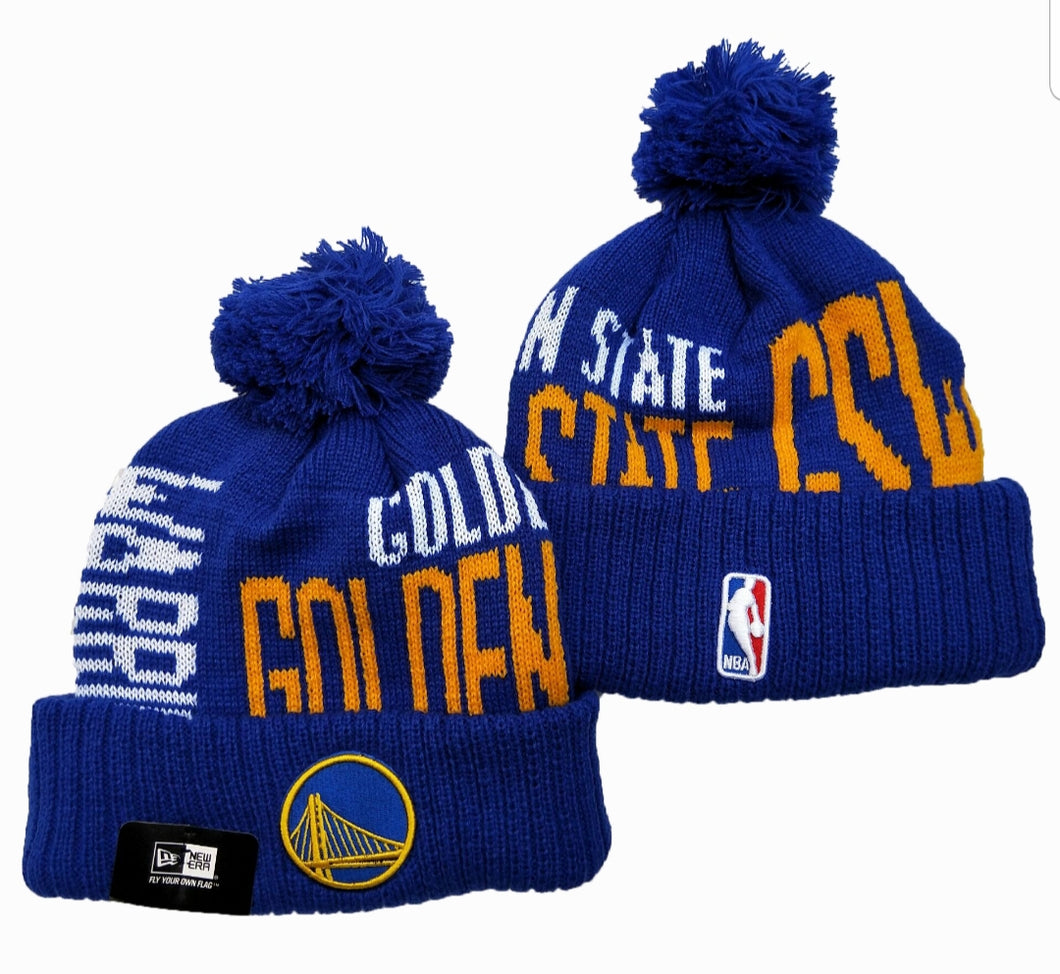 Golden State Warriors Pom Pom Beanie, Blue and Yellow